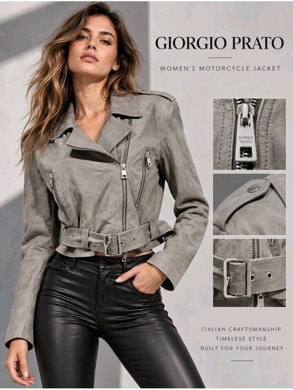 Giorgio Brato Italian luxury Oregano Leather Motorcycle Jacket IT 44/8 NWT #W6
